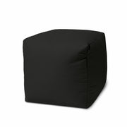17" Cool Jet Black Solid Color Indoor Outdoor Pouf Cover