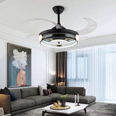 Modern Black Ceiling Lamp With Retractable Fan