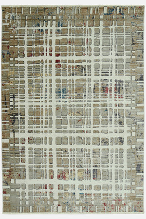 5' X 8' Ivory Abstract Dhurrie Area Rug