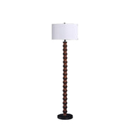 61" Dark Cherry Black Faux Wood Bubble Floor Lamp With White Drum Shade