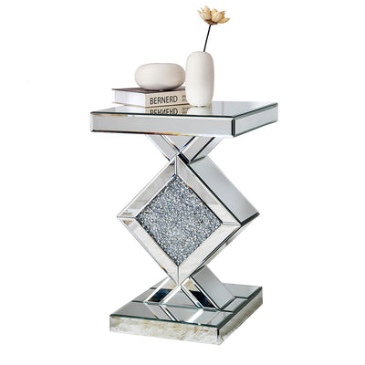 Diamond Silver Mirrored Side Table