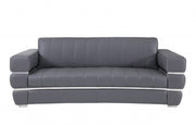 89" Dark Gray Chrome Accents Genuine Leather Standard Sofa