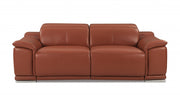 86" Camel Brown Genuine Leather Reclining Sofa