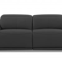 86" Dark Gray Genuine Leather Reclining Sofa