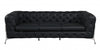 93" Black Genuine Tufted Leather and Chrome Standard Sofa