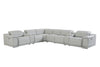 Light Gray Italian Leather Power Recline L Shape Eight Piece Corner Sectional With Console