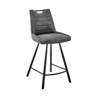 26" Gray Microfiber and Black Metal Counter Stool