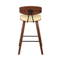 26" Cream Faux Leather Mid Century Modern Bar Stool