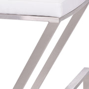 26" Contempo White Faux Leather and Stainless Backless Bar Stool