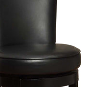 30" Black Faux Leather Round Seat Black Wood Swivel Armless Bar Stool