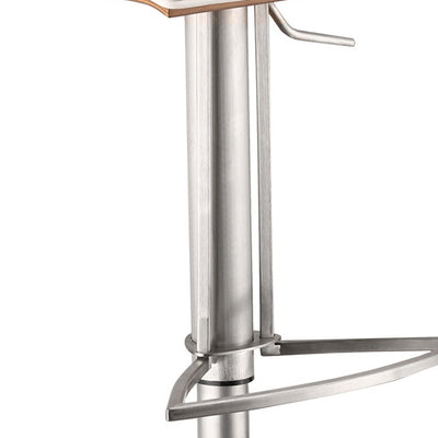 White Faux Leather Armless Swivel Bar Stool with Brushed Stainless Steel Base