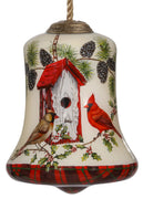 Cardinal Home Sweet Home Hand Painted Mouth Blown Glass Ornament