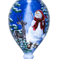 Starry Heaven and Snowman Hand Painted Mouth Blown Glass Ornament