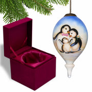 Family of Penguins Hand Painted Mouth Blown Glass Ornament