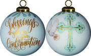 Gold Confirmation Hand Painted Mouth Blown Glass Ornament