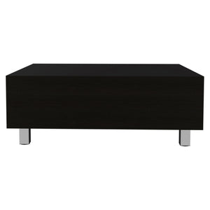 32" Black Manufactured Wood Rectangular Lift Top Coffee Table With Drawer And Shelf