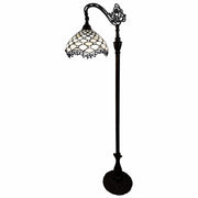 62" Brown Traditional Shaped Floor Lamp With White Tiffany Glass Bowl Shade