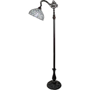 72" Brown Traditional Shaped Floor Lamp With White Peacock Feather Stained Glass Dome Shade