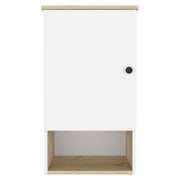 16" Light Oak And White Wall Mounted Cabinet With Three Shelves