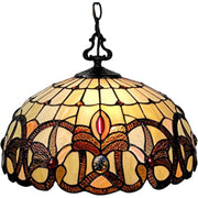 16" Tiffany Style Stained Glass Two Light Glass Dimmable Ceiling Light