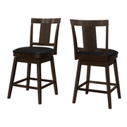 Set Of Two 39" Black Espresso Counter Height Swivel Full Back Bar Chairs