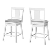 Set Of Two 39" Grey White Counter Height Swivel Full Back Bar Chairs