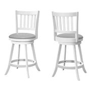 Set Of Two 38" Grey White Counter Height Swivel Full Back Bar Chairs