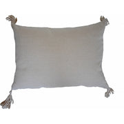 13" X 18" Beige And White Damask Zippered Polyester And Burlap Blend Throw Pillow With Tassels