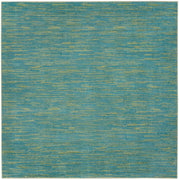 5' X 5' Blue And Green Square Striped Non Skid Indoor Outdoor Area Rug