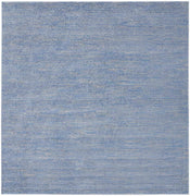 5' X 5' Blue And Grey Square Striped Non Skid Indoor Outdoor Area Rug