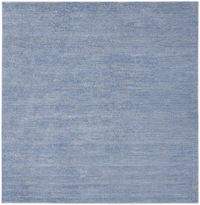 5' X 5' Blue And Grey Square Striped Non Skid Indoor Outdoor Area Rug