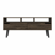 54" Dark Walnut Manufactured Wood Open Shelving TV Stand