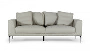 Contemporary 87" Light Grey Leather Sofa