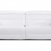 83" White Italian Leather Reclining Sofa