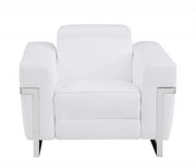 41" White Italian Leather Power Recliner Chair