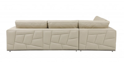 Beige Deco Tufted Italian Leather Modular L Shaped Two Piece Corner Sectional