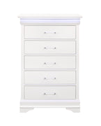 16" White Solid Wood Five Drawer Chest with LED Lighting