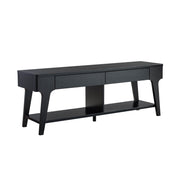 60" Black Manufactured Wood Cabinet Enclosed Storage TV Stand