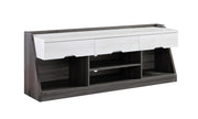 62" White Oak & Distressed Grey Particle Board Cabinetenclosed Storage TV Stand