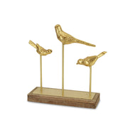12" Gold Metal Bird Hand Painted Sculpture