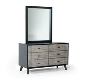 40" Black Ash Veneer Rectangle Wall Mounted Dresser Mirror Engineered Wood Framed