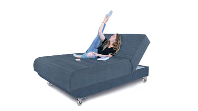 Adjustable Blue Jeans And Blue Upholstered 100% Polyesterno Bed With Mattress