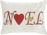 12" X 16" Beige Zippered Handmade Polyester Christmas Throw Pillow