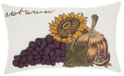12" X 20" Cream Yellow Green And Purple Autumn Sunflower Pillow
