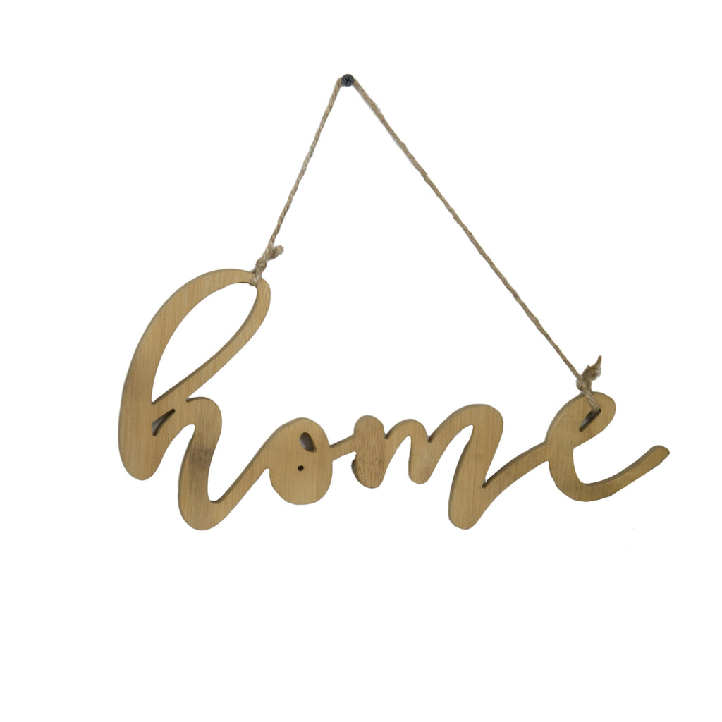 Home Natural Wood Sign Hanging on Rope Wall Decor