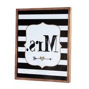 Black and White Handcrafted and Rustic Mrs Wall Decor
