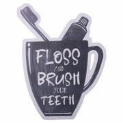Black and White Metal Floss And Brush Your Teeth Bathroom Wall Decor