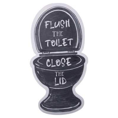 Black and White Metal Flush The Toilet Close The Lid Bathroom Wall Decor