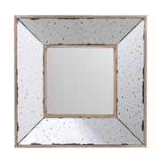 12" Square Wall Mounted Vintage Style Glass Frame Accent Mirror
