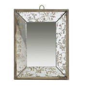 12" Rectangle Wall Mounted Vintage Style Glass Frame Accent Mirror